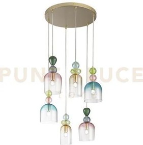 Lampadario a sospensione gaudi sei pendenti in vetro vari colori 6...