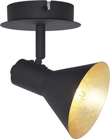Faretto moderno nero con oro 1 luce - Magno