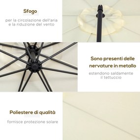 Ombrellone Decentrato da Giardino in Alluminio 3M con Protezione UV Beige...