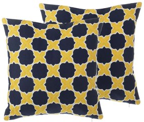Set di 2 cuscini decorativi 45x45cm gialli blu MUSCARI Beliani