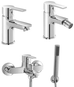 Set miscelatori lavabo bidet e vasca con doccetta e flessibile Prima