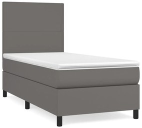 Giroletto a molle con materasso grigio 90x190 cm in similpelle