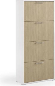 Scarpiera TERRANEO Alby 4 ante apertura a ribalta, doppia profondità L 67 x H 147 x P 28 cm 24 paia, bianco