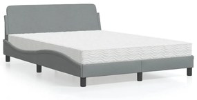 Letto Con Materasso Grigio Chiaro 120x200cm Tessuto /