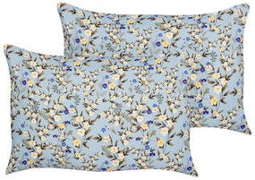 Set di 2 cuscini da esterno motivo floreale blu 40 x 60 cm VALLORIA Beliani
