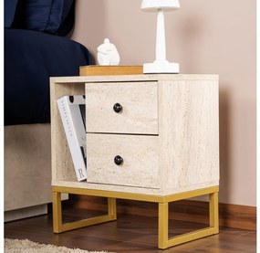 Comodino GLIMMER 50x45,2 cm beige/oro