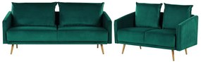 Set divani in velluto verde smeraldo 5 posti MAURA Beliani