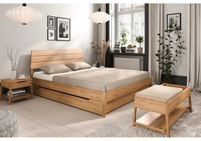 Letto matrimoniale in legno di quercia di colore naturale 200x200 cm Twig - The Beds