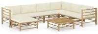 Set Salotto da Giardino 8pz con Cuscini Bianco Crema in Bamb 3058219