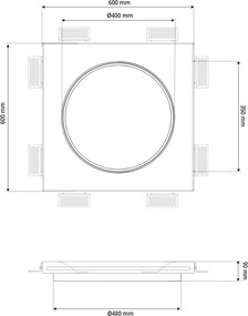 Lampada LED da incasso 175W Effetto Luna 60x60 cm in Gesso