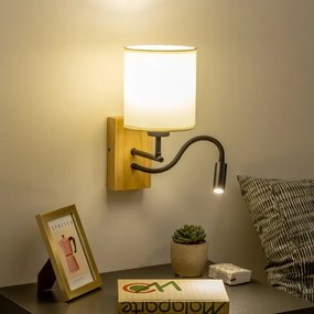 Brilagi -LED Lampada flessibile da muro NUBILA WOOD 1xE27/25W/230V + LED/3W quercia/nero/color crema