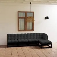 Set Divani da Giardino 5 pz con Cuscini Legno Massello di Pino 3076568