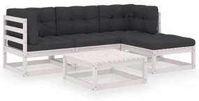 Set divani da giardino 5 pz con cuscini legno massello pino