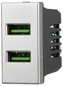 ETTROIT Modulo Presa Caricatore 2 USB 5V 2,1A 2 Porte USB-A Colore Grigio Compatibile Con Bticino Axolute