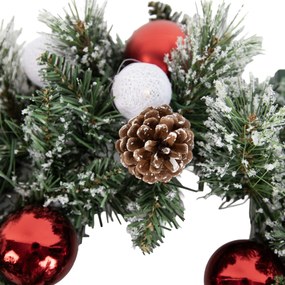 Ghirlanda natalizia bianca e rossa 45 cm con LED e timer - Jack