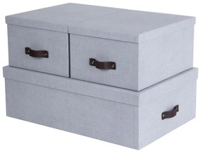 Scatole di cartone grigio chiaro con coperchio in set da 3 31x47x15 cm Inge - Bigso Box of Sweden