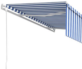 Tenda Sole Retrattile Automatica Parasole 5x3 m Blu Bianco