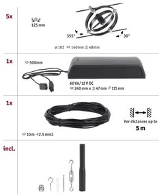 Paulmann 94440 - SET 5xGU5,3/10W Faretto CARDAN 230V nero