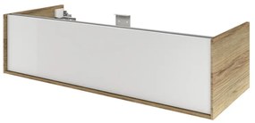 Mobile da bagno sotto lavabo SENSEA Neo Frame bianco e noce laccato lucido L 120 x H 32 x P 48 cm 1 cassetto, lavabo non incluso