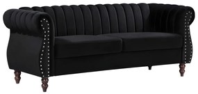 Divano chesterfield 3 posti in Velluto Nero - TRUMBO