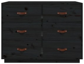 Credenza nera 100x40x75 cm in legno massello di pino