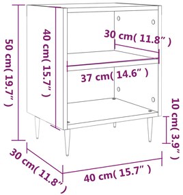 Comodini 2 pz Bianco Lucido 40x30x50 cm in Legno Multistrato