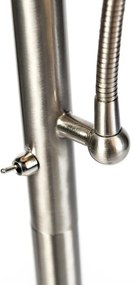 Lampada da terra classica in acciaio con paralume grigio e luce di lettura - Retro