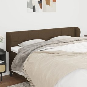 Testiera Ad Orecchio Marrone Scuro 203x23x78/88 Cm İn Tessuto /