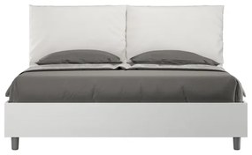 Letto matrimoniale senza rete 160x190 bianco frassino cuscini similpelle bianco Egos Antea