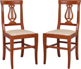 Sedia in legno massello Ciliegio con seduta imbottita LIRA SET 2 pezzi