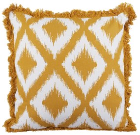Cuscino divano 45x45 cm rombi giallo frange