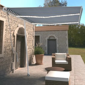 Tenda Automatica Con Sensore Vento E Led 350x250 Cm Blu Bianca /