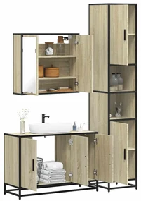 Set Mobili Da Bagno 3 Pz Rovere Sonoma İn Legno Multistrato /