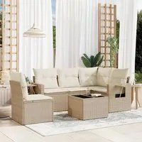 Set Divano da Giardino 6 pz con Cuscini Beige in Polyrattan 3220177