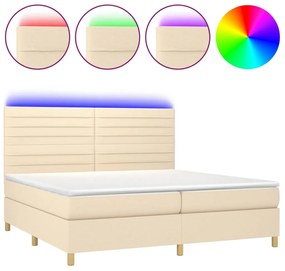 Letto a Molle Materasso e LED bianco 200x200cm in Tessuto