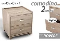 Comodino cameretta rovere cm 43 x 40 x 44 h due cassetti