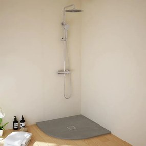 Piatto doccia SANYCCES in resina semicerchio STRATO grigio L 90 x L 90 cm