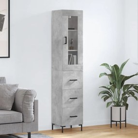 Credenza grigio cemento 34,5x34x180 cm in legno multistrato