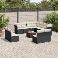 Set Divani da Giardino 12 pz con Cuscini Nero in Polyrattan 3223704