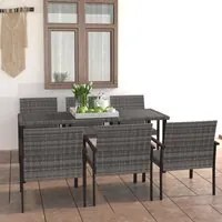 Set da Pranzo da Giardino 7 pz in Polyrattan Grigio 3065715