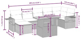 Set divano da giardino 8 pz con cuscini grigio in polyrattan