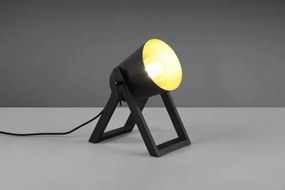 Lampada marc con piedi di legno diffusore h.21cm metallo nero e oro...