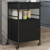 Carrello da Cucina Nero 56x43x89,5 cm in Legno Multistrato 842391