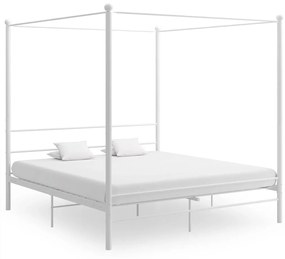 Letto a baldacchino bianco in metallo 200x200 cm