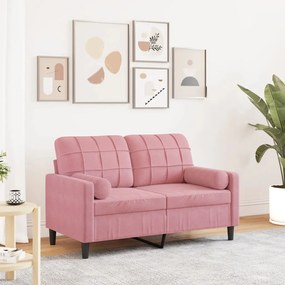 Divano A 2 Posti Con Cuscini Rosa 120 Cm İn Velluto /