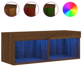 Mobile porta tv con luci led rovere marrone 80x30x30 cm