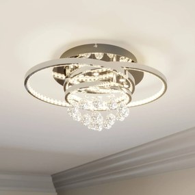 Lucande plafoniera LED Keely, cromato, cristallo, 45 cm