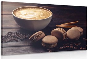 Quadro su tela – Caffè con macaron al cioccolato