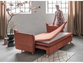 Divano letto in velluto color mattone 225 cm Charming Charlie - Miuform