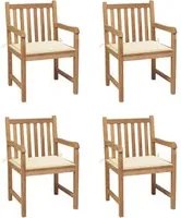 Sedie Giardino 4 pz con Cuscini Crema in Massello di Teak 3073006